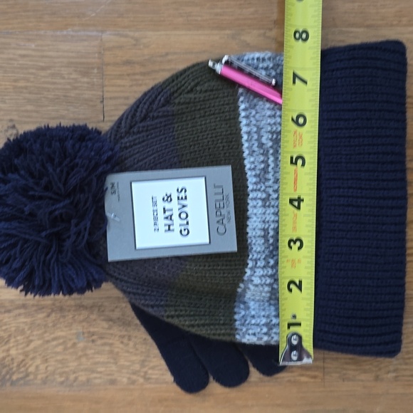 CAPELLI OF NEW YORK BRAND BOYS BLUE & GREEN WINTER HAT & GLOVES SMALL/MEDIUM - Picture 9 of 12